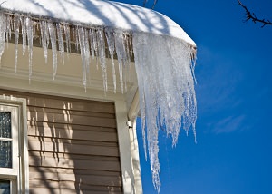 Ice damming on a PA home's roof and gutters
