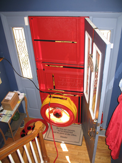Blower door test for Wexford homes